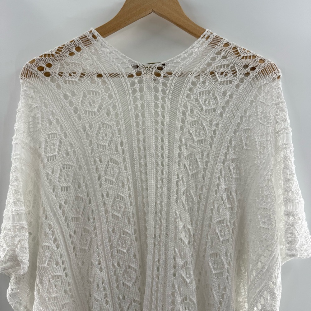 NWT House Of Harlow 1960 Loose Knit White Crochet Festival Beach Swim Cover Up - Picture 7 of 11